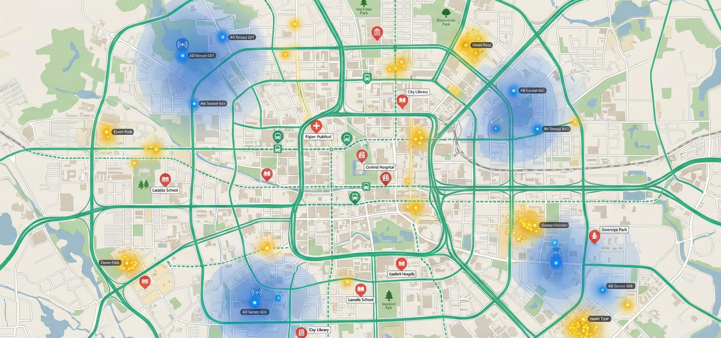 Open data visualization showing urban data mapping and analysis